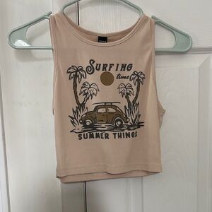 SHEIN Beige Surfing Graphic Crop Top